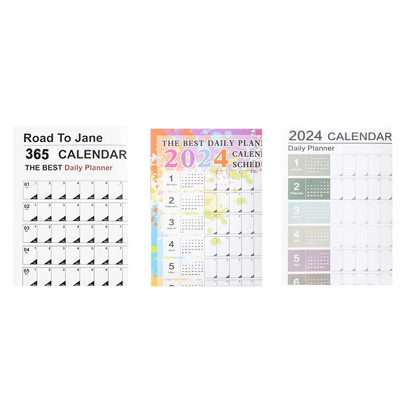 3PCS Calendar 2024 Wall Calendar 2024 Collapsible For School Home Office 29.2X20.7Inch