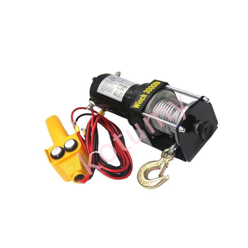 Imagem -03 - Guincho Elétrico com Controle Remoto com Fio para Reboque Corda de Aço Jipe Off-road Suv 12v 24v 3000lbs