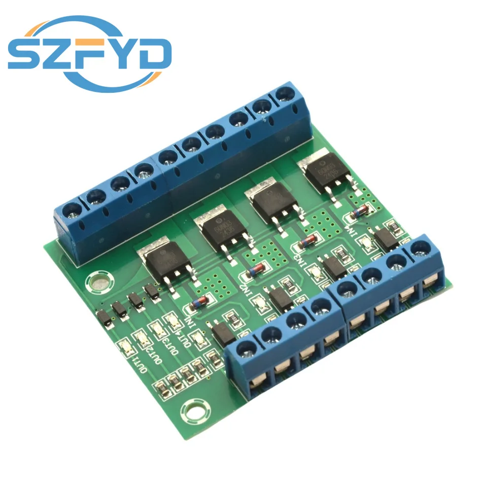 4-Channel PWM MOSFET Switch Controller – Optocoupler Isolated Driver Board for LED Lighting & DC Motor Control