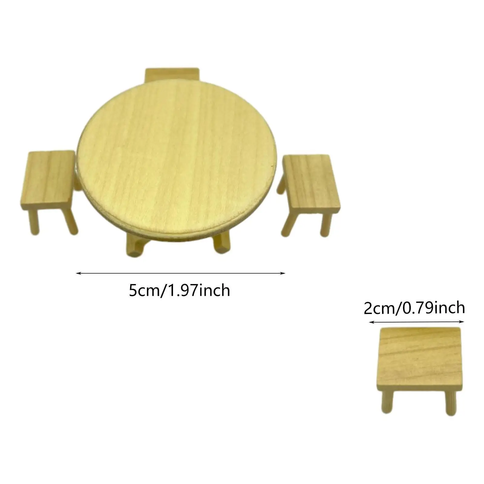 Wooden Dining Table Chair Model Set Boys Girls 1/12 for Fairy Garden Decor