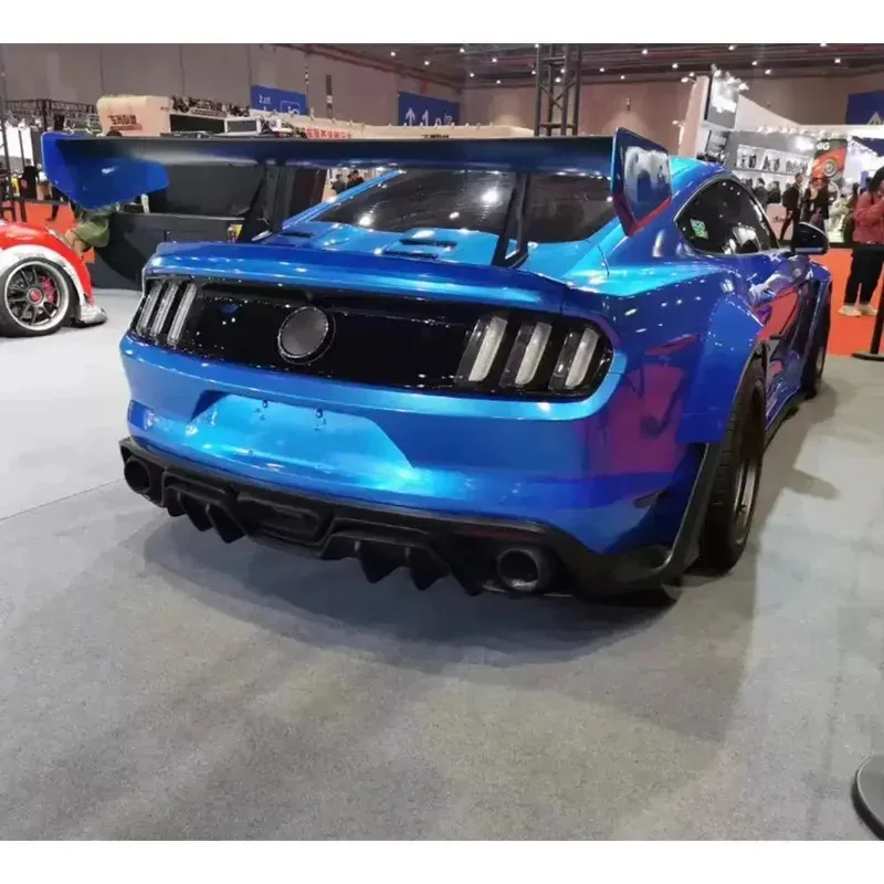For Ford Mustang 2015+ GT Robots Style Carbon Fiber Tail fins Rear Trunk Spoiler Guide Wing Rear Wing body kit