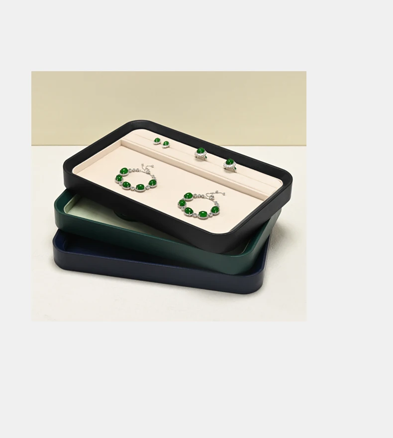 Oirlv PU-Leder Schmuck-Organizer-Tablett Schmuck-Präsentationsständer für Ringe, Halsketten, Anhänger Samt-Aufbewahrungs- und Präsentationstablett für Juweliergeschäfte – Detail 6