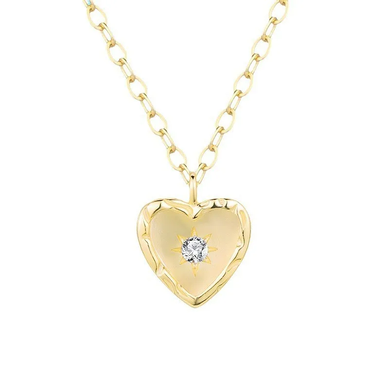 

Fashionable 925 Sterling Silver Gold-plated David of Hexagram Necklace Diamond-embedded Simple All-match Design Pendant