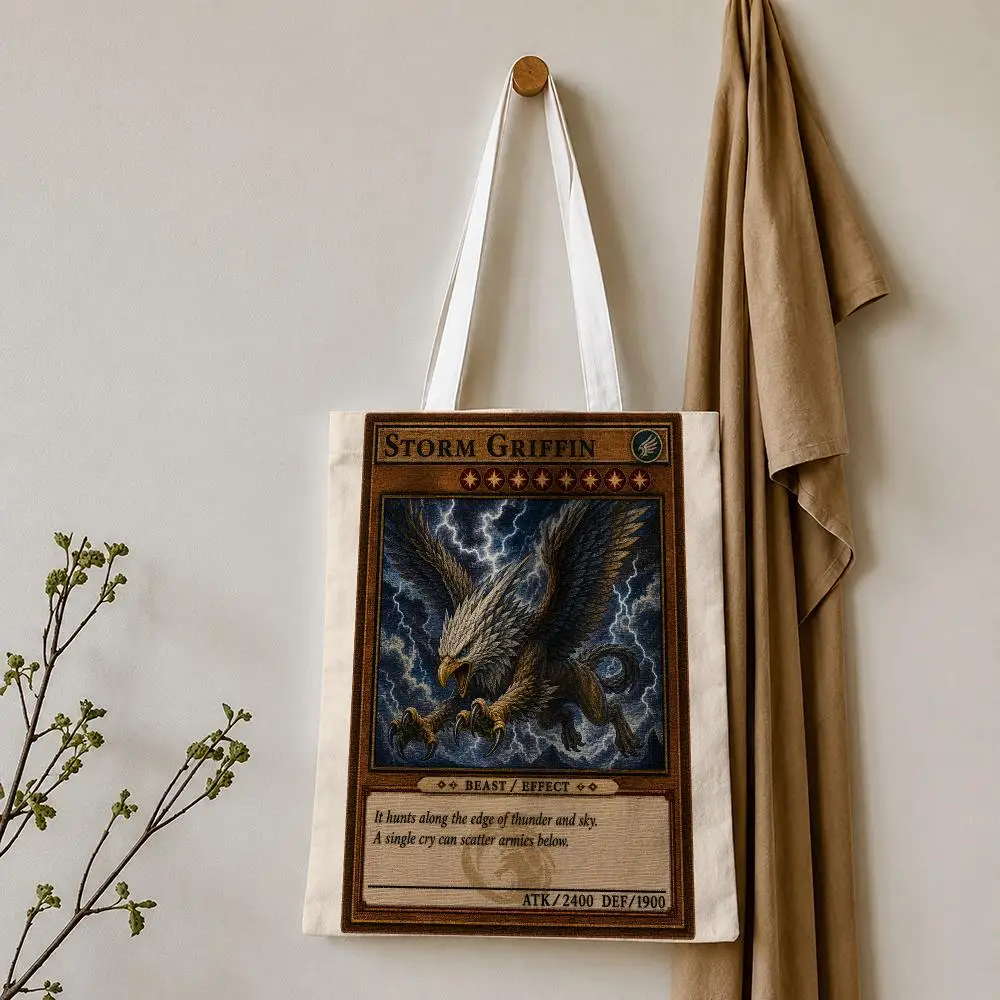 Mythic Creature Cards Storage Bags Tote Bag Reusable Shoulder Shopping Foldable For School Work Travel Daily Use