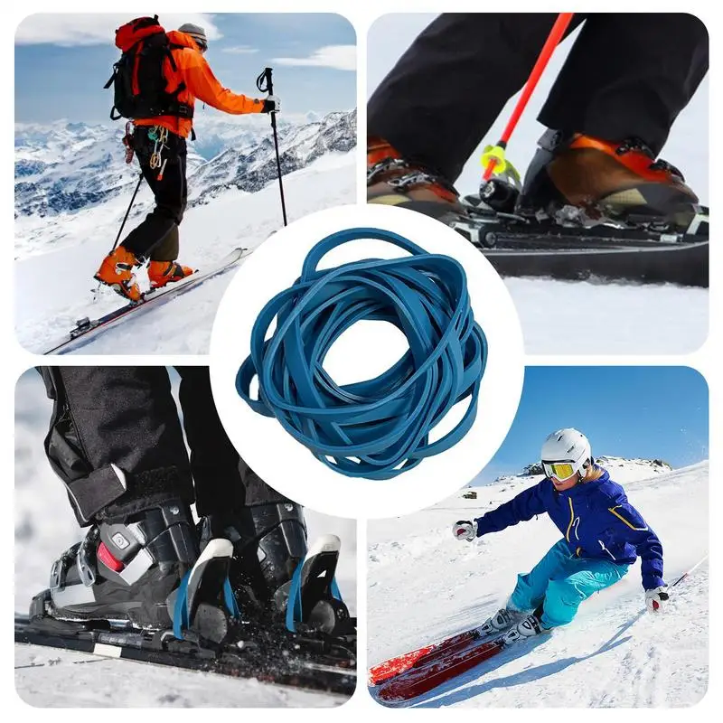 30pcs Elastic Ski Binding Brake Retainers Straps Ski Brake Retainer Flexible Durable Rubber Bands for Secure Snowboard Fixation