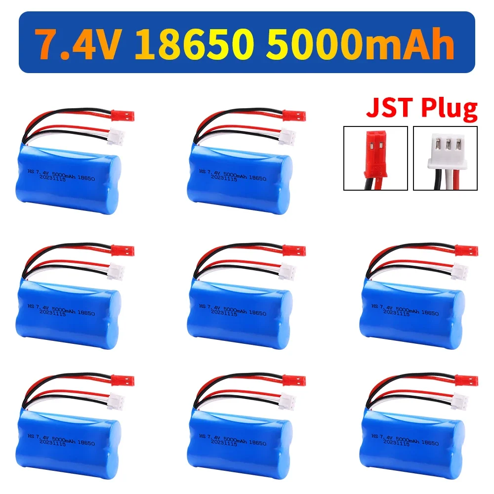 7.4V 18650 5000mAh 2S lipo battery JST PLUG For Remote Control helicopter Car Boats Toys parts upgrade 7.4V Li-po battery