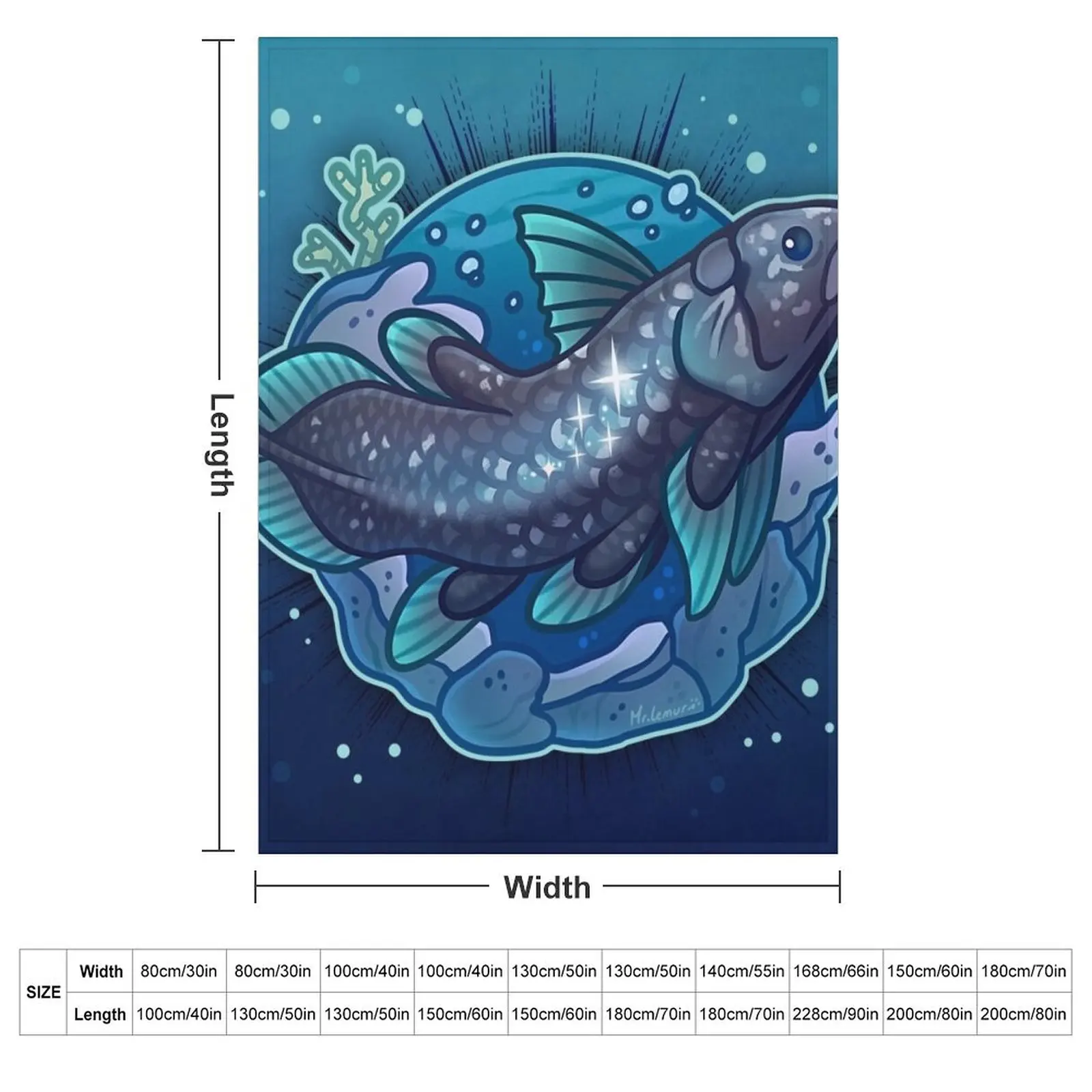 Coelacanth Throw Blanket Beach Travel bed plaid Giant Sofa blankets ands Custom Blankets