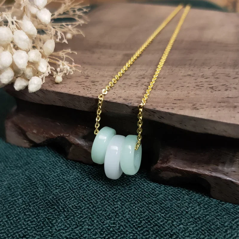 Jade Ring Pendant Talismans Stone Chains Luxury Necklaces Lucky Necklace Charms Charm Chain Energy Natural Jewelry Men