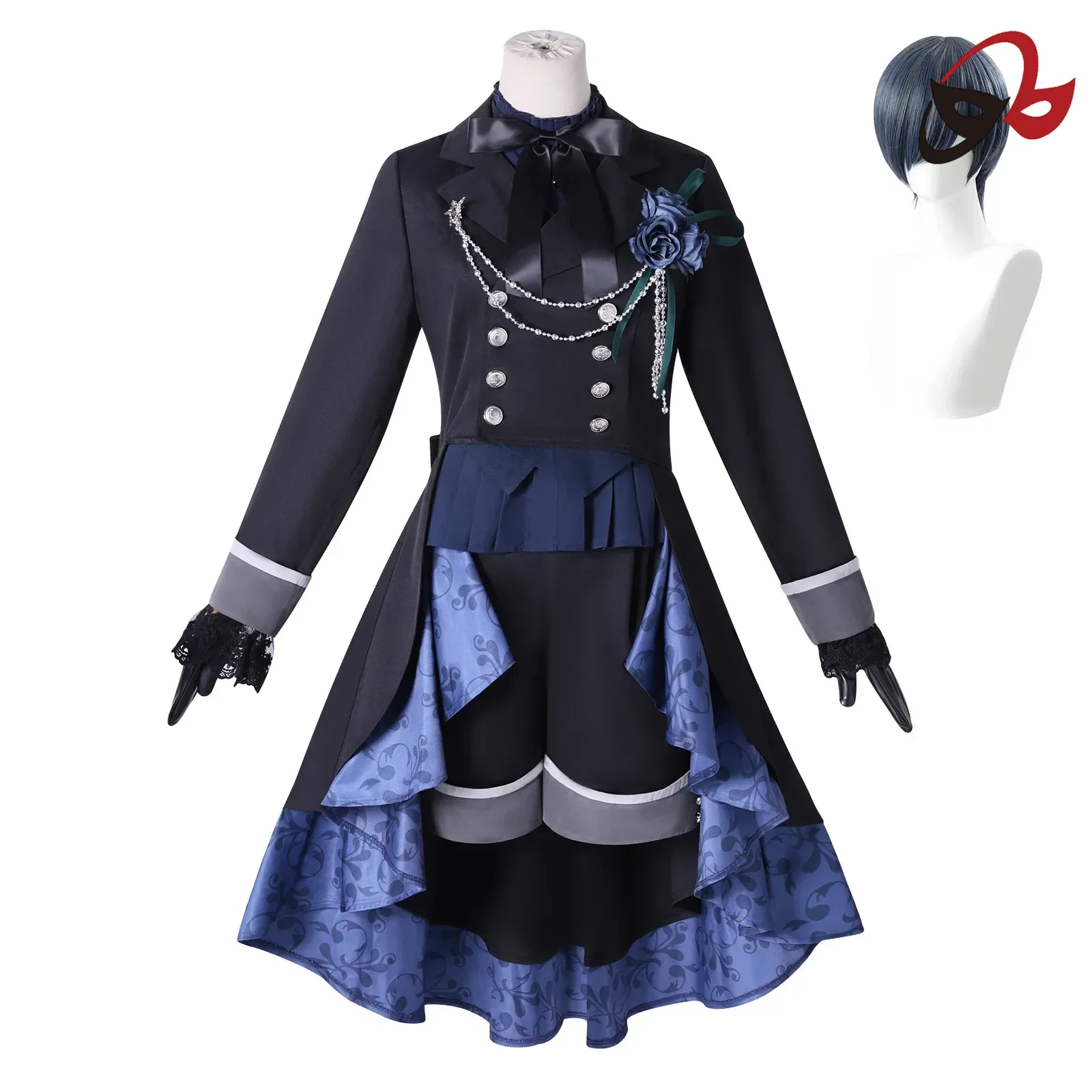 Черный дворецкий Сиэль Фантомхайв Косплей Костюм Элегантная викторианская готическая форма дьявола для аниме-концертов Карнавальная тематическая вечеринка