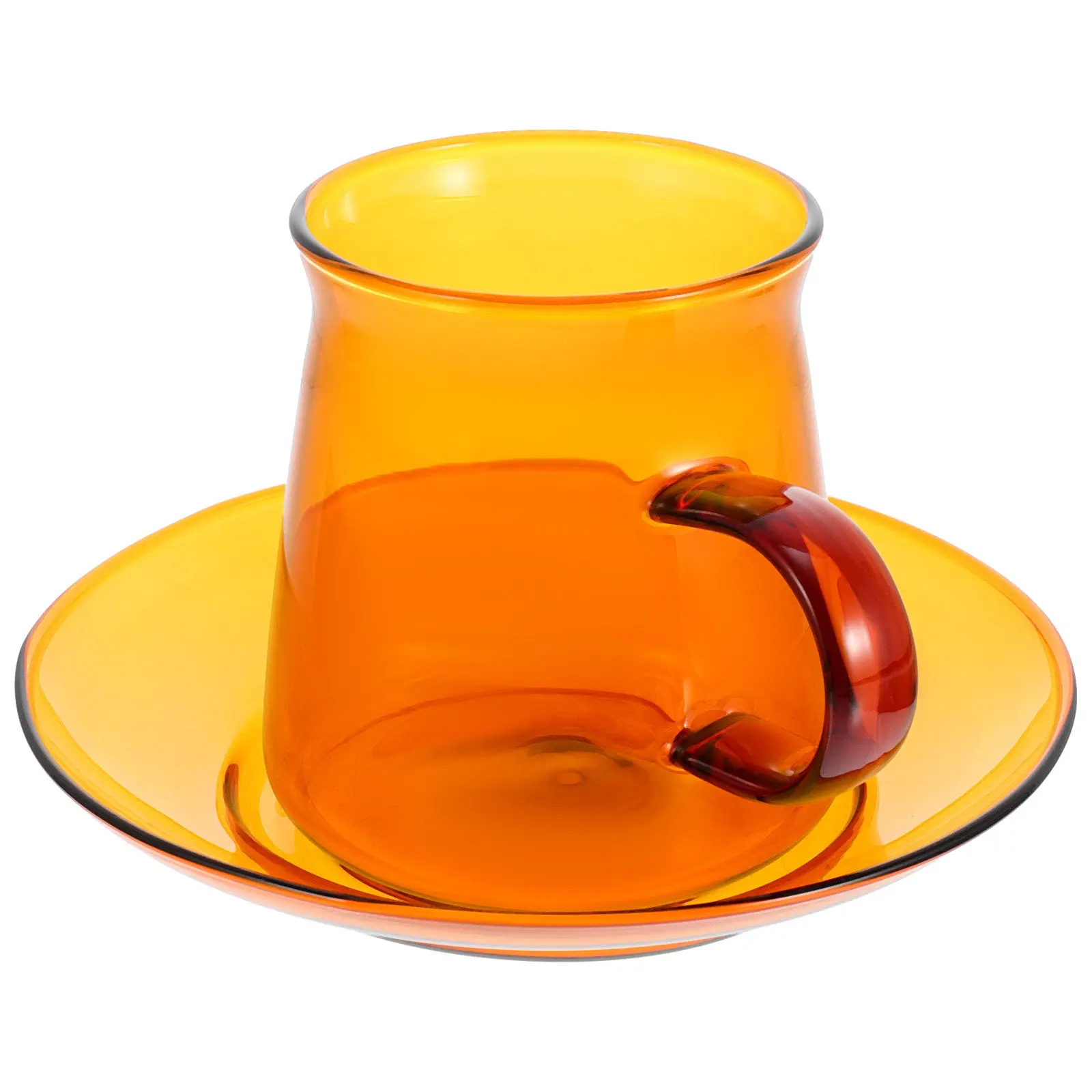 1Set Glass Coffee Cup and Saucer Set Premium Clear Drinking Cup for Hot Cold Beverages Home Bakery Hotel Restaurant Afternoon view 6
