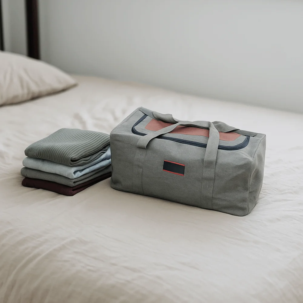 Practical Canvas Travel Bag Large Capacity Foldable Luggage Moving Bag Wear-resistant Tote Bag Men