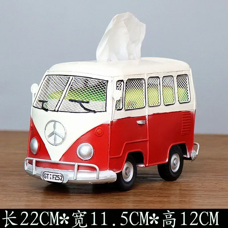 

Retro Wrought Iron Creative Industrial Wind Bus Tissue Box Home Living Room, Bus Tissue Box 22cm