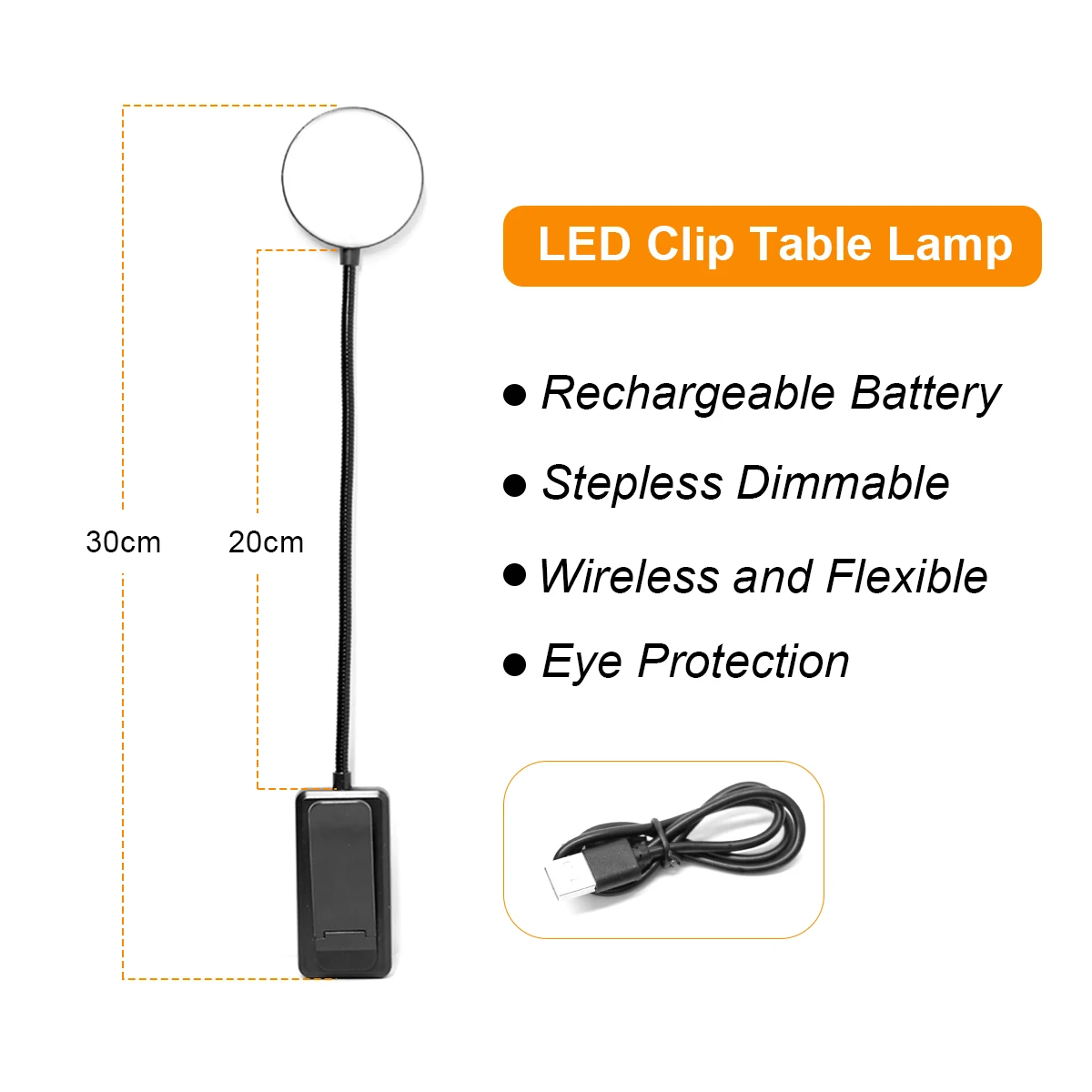 Led Clip Table Lamp 360°Adjustable Flexible Tricolor Light Dimmable Usb Rechargeable For Reading To Read Books Lampu Study Desk