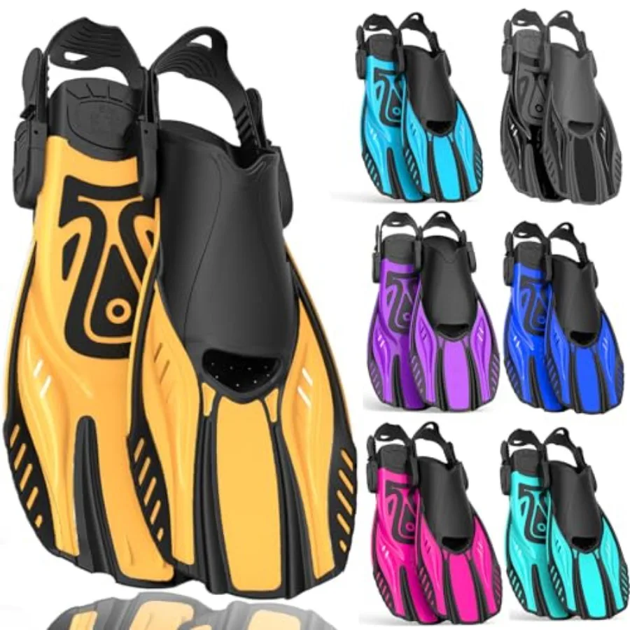 

Snorkel Fins Diving Fins Adjustable Buckles Open Heel Swim Flippers Travel Size Short Swim Fins for Snorkeling Diving Swimming