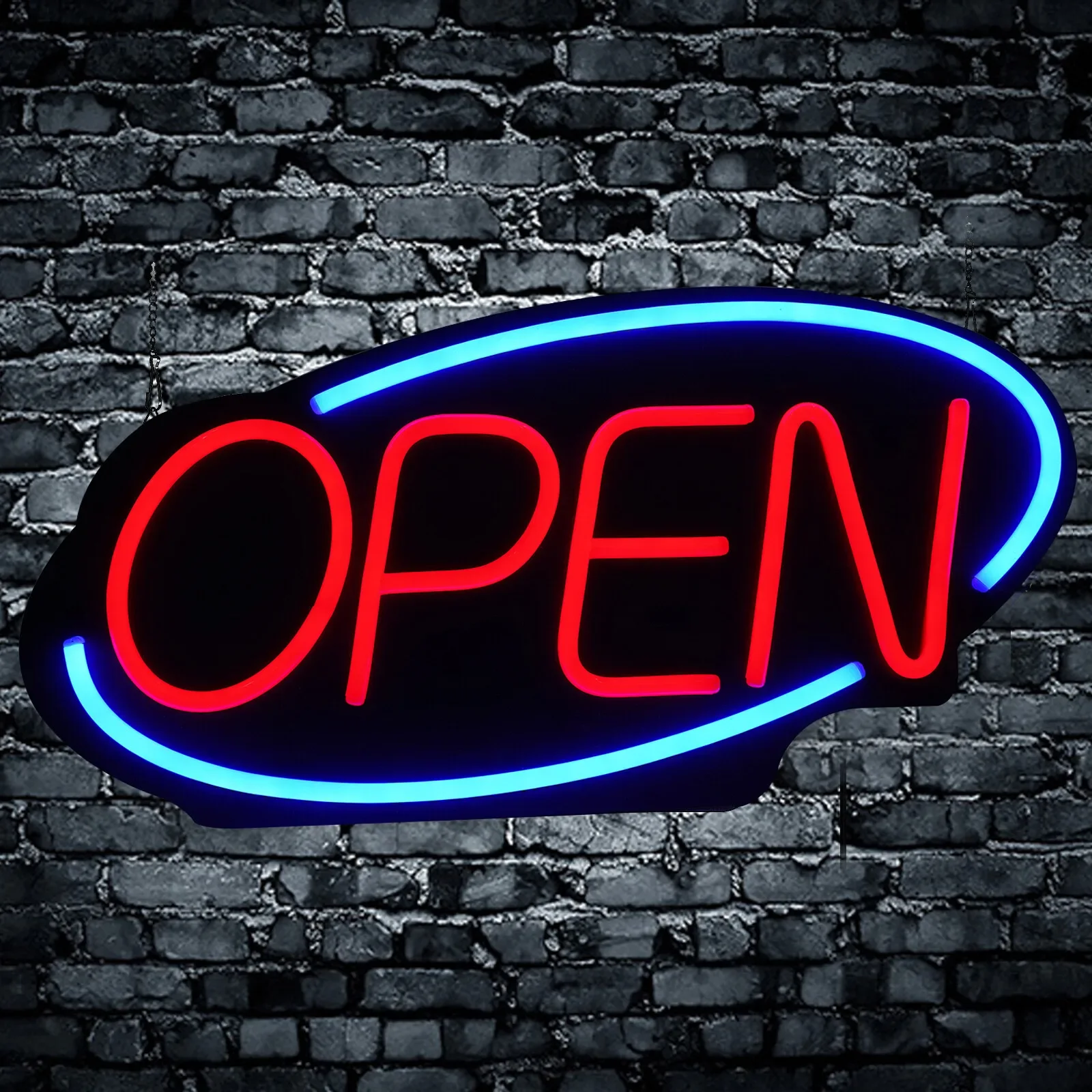 Insegna aperta al neon a LED da 24 pollici 110V Luminosità montata a parete regolabile 60x30 cm Luce per ore aziendali per negozio Cafe Bar