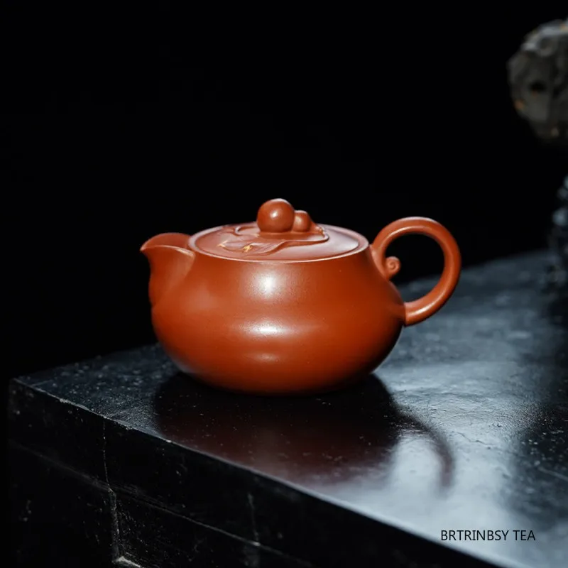 140ml Chinese Yixing Purple Clay Teapot Handmade Gourd Tea Pot Raw Ore Dahongpao Kettle Tradition Household Zisha Tea Set