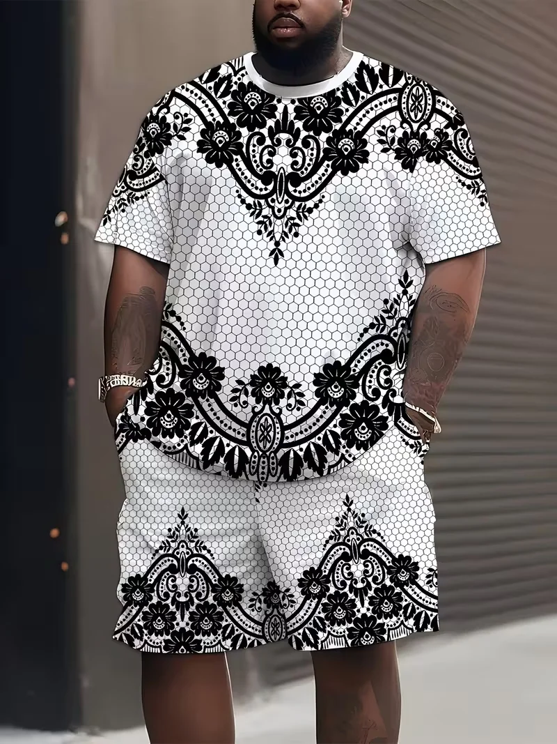 New Men's Suits African Dashiki Paisley 3D Print T-Shirts Shorts 2-Piece Sets Fashion Tracksuits Oversized Outfits Man Clothing