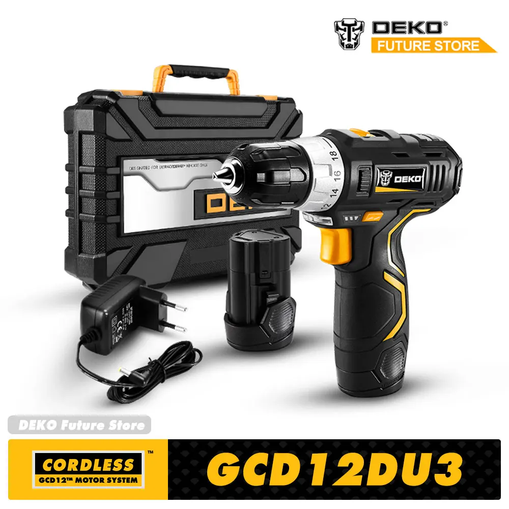 

MAX IMPACT DRILL CORDLESS DRILL ELECTRIC SCREWDRIVER WITH 1.5AH DC LITHIUM-ION BATTERY POWER TOOL PERFORATOR DEKO GCD12DU3