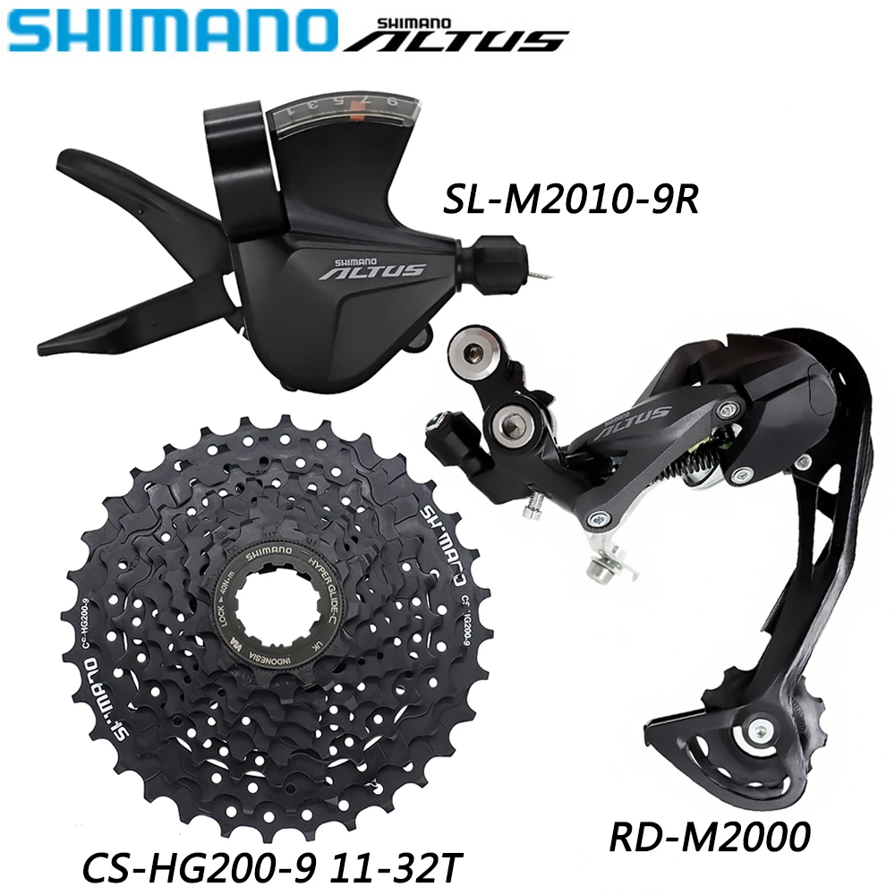 

SHIMANO ALTUS M2000 9 Speed Kits M2010 Shifter Lever M2000 Rear Derailleur for MTB Bike HG200 32T/34T/36T Cassette Bicycle Parts