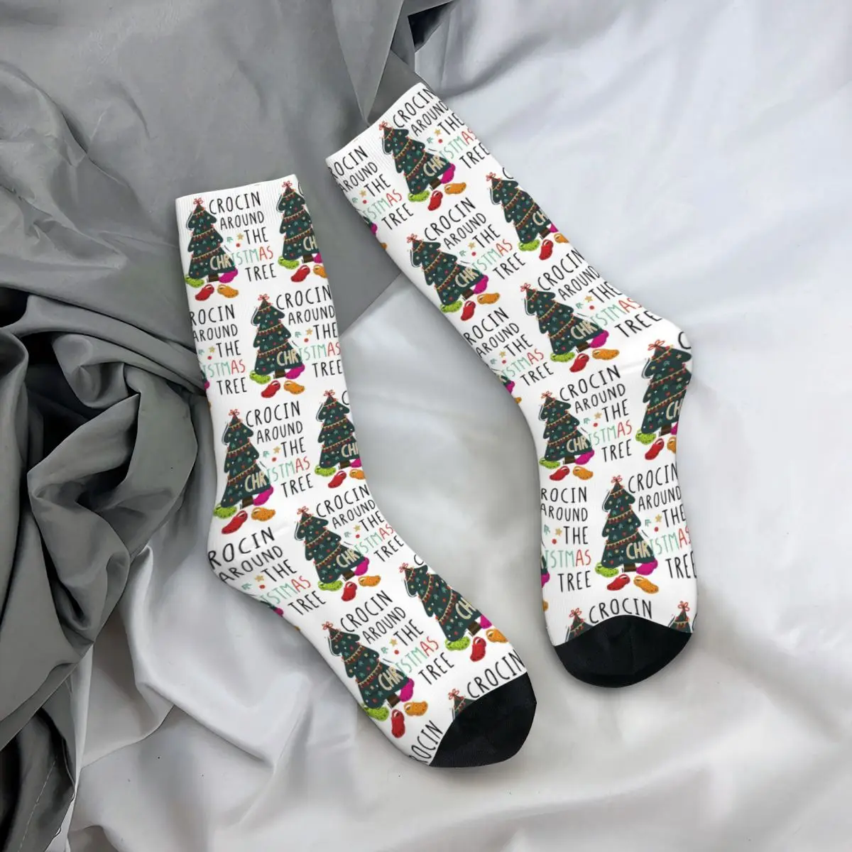 All Seasons Crew Stockings Crocin Around The Christmas Tree Funny Xmas Pun Socks Crazy Hip Hop Long Socks for Men Women Gifts