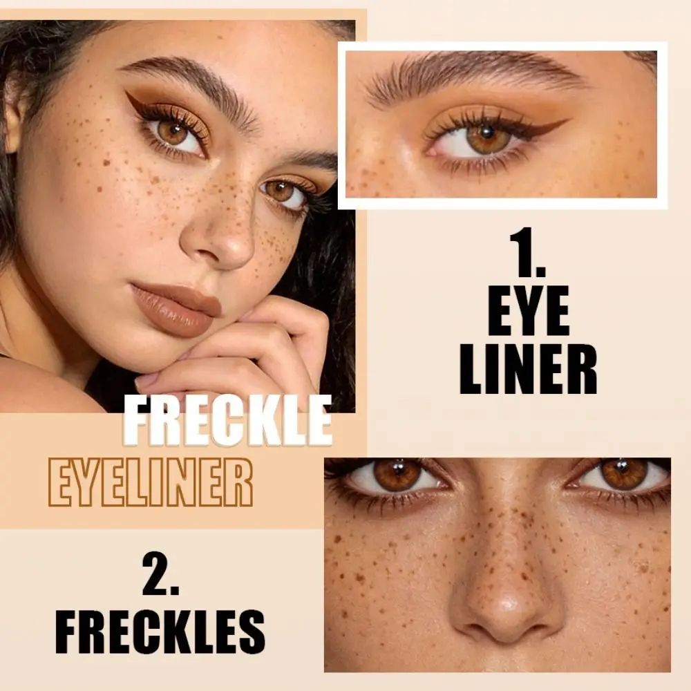 New Double-End Freckle Stamp Pen Waterproof 3-IN-1 Eyeliner Freckle Stamp Long Lasting Fast Drying Eye Liner Pen Cosmetics