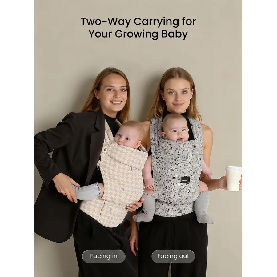 حاملة أطفال حديثي الولادة إلى الأطفال، خفيفة الوزن ومريحة بوزن 744 رطلًا مع دعم للرأس، سهلة الارتداء بدون استخدام اليدين للرضع #2