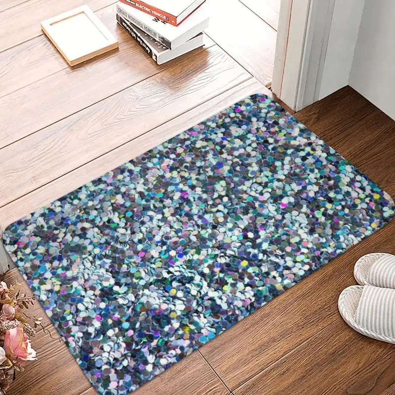 Silver Sequins Glitter Sparkle Diamond Door Floor Bath Kitchen Mat Bling Crystal Rhinestone Doormat Entrance Carpet Rug