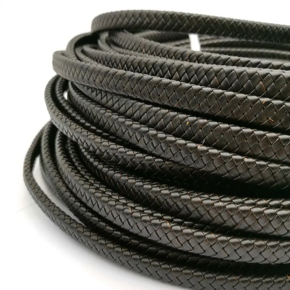 Dark Brown 12mmx6mm Braided Leather Cord for Bracelet Making Top Quality Licorice Leather 12mm Wide