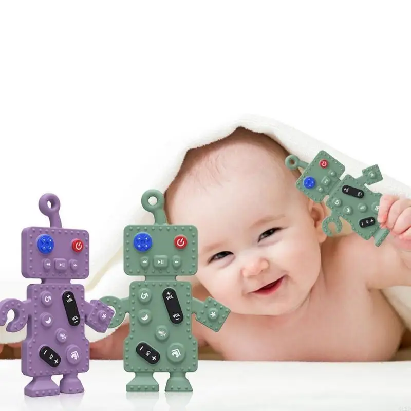 

Q22D Cartoon Robot Chewing Toy Baby Teething Environmental Infant Chewable Toy