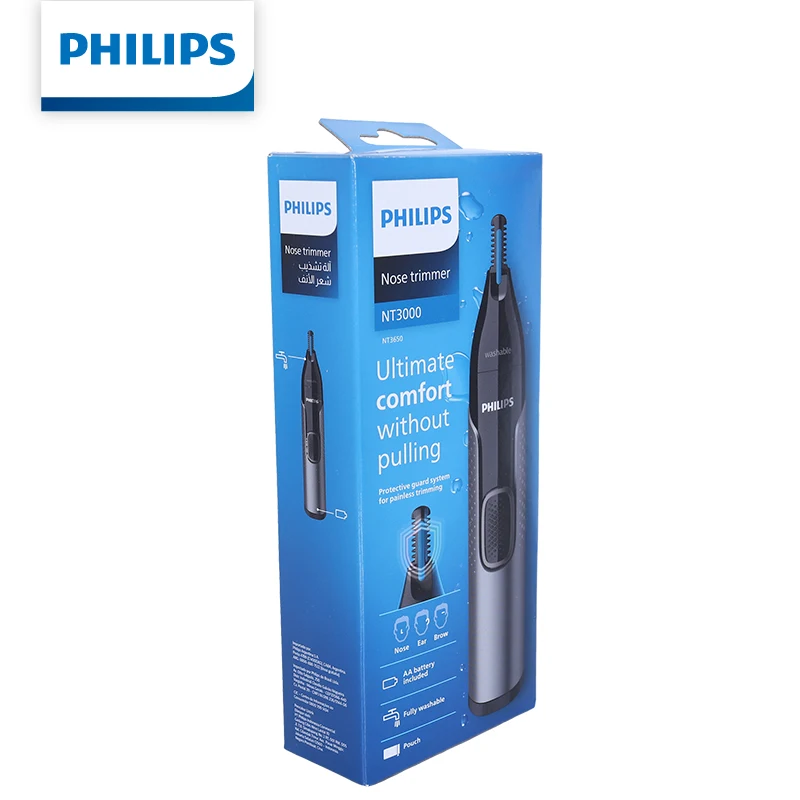 Philips Nose Hair Trimmer NT3650/16 for Men Women Painless Nose Ear Eyebrow Trimmer Waterproof Washable Portable Grooming Kit