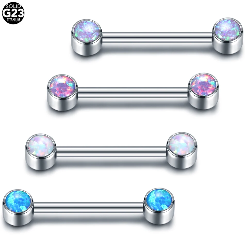 1Pc G23 Titanium Industrial Tongue Nipple Piercing Ring Crysrtal Internal Threaded Cartilage Earrings Ear Studs Body Jewelry 16G