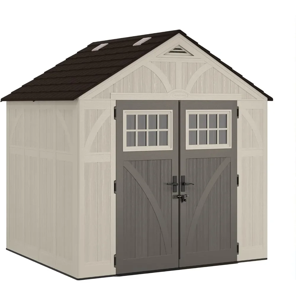 for8' x 7' Heavy-Duty Resin Tremont Storage Shed, Cream