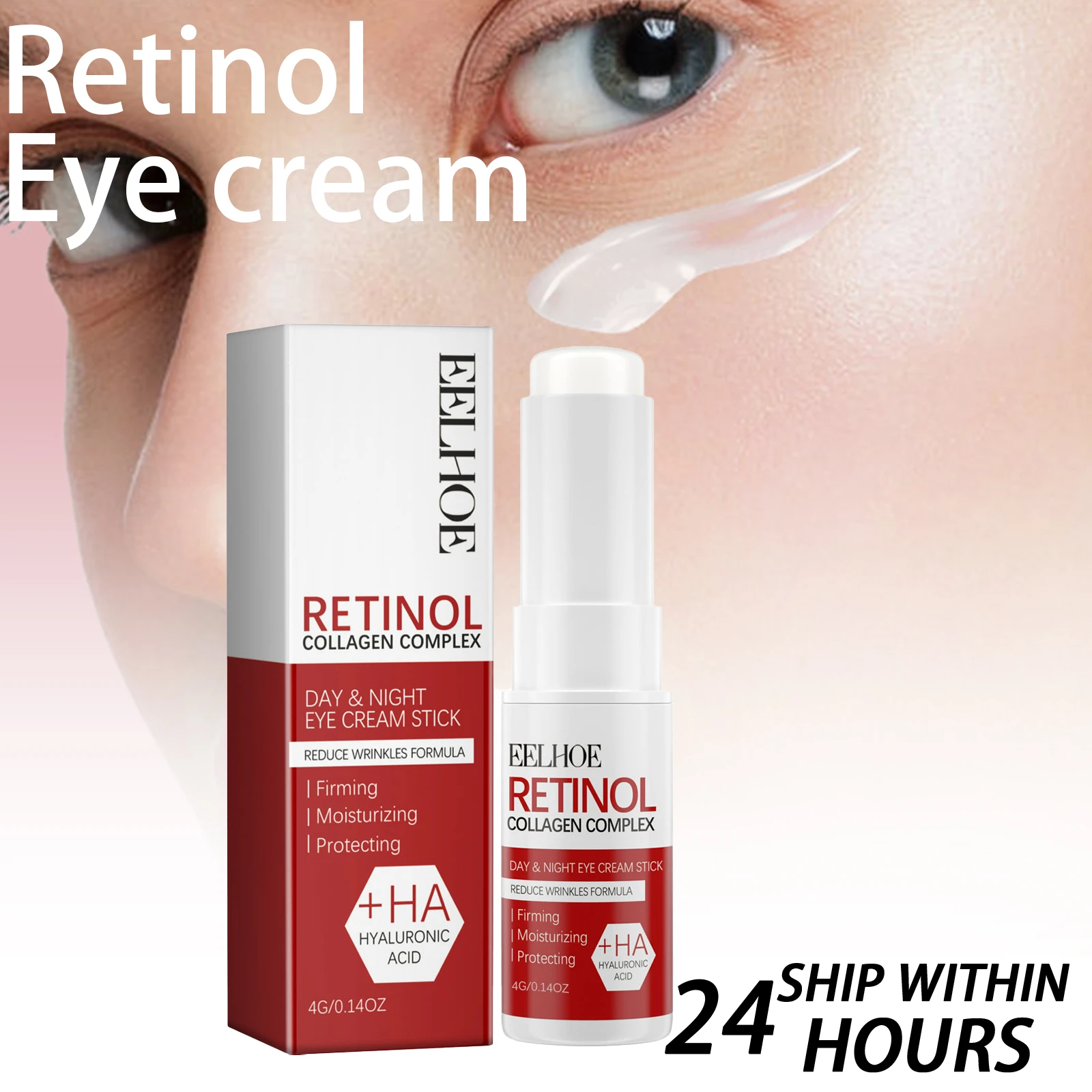 EELHOE Retinol Eye Stick 4g Under Eye Treatment Dark Circles Puffiness Reduction Anti Aging Roller Fine Lines Moisturizing Firming Smoothing Eye Care