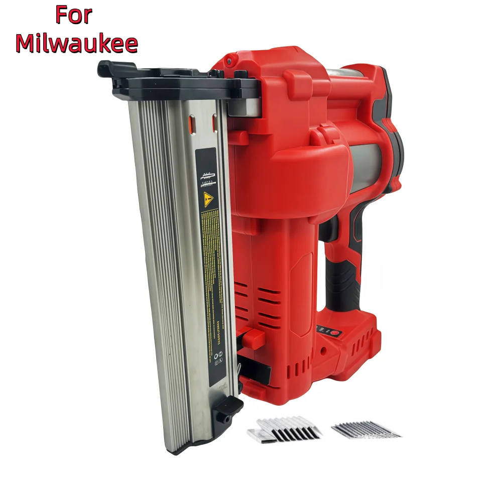 Cordless 2' Brad Nailer for Milwaukee M18 Battery 2-in-1 Electric Nail Gun/Staple Gun with Nails Power Tool