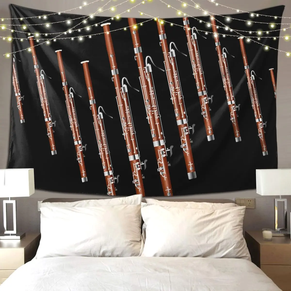 Bassoon On Black Zigzag Tapestry Funny Wall Hanging Aesthetic Home Decor Tapestries for Living Room Bedroom Dorm Room