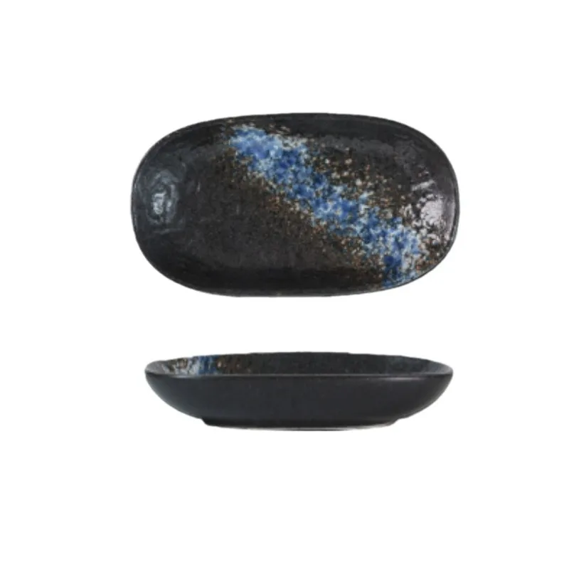 6-inch oval sashimi sushi plate, grilled meat plate, high-temperature ceramic snack, cold dish plate, commercial tableware