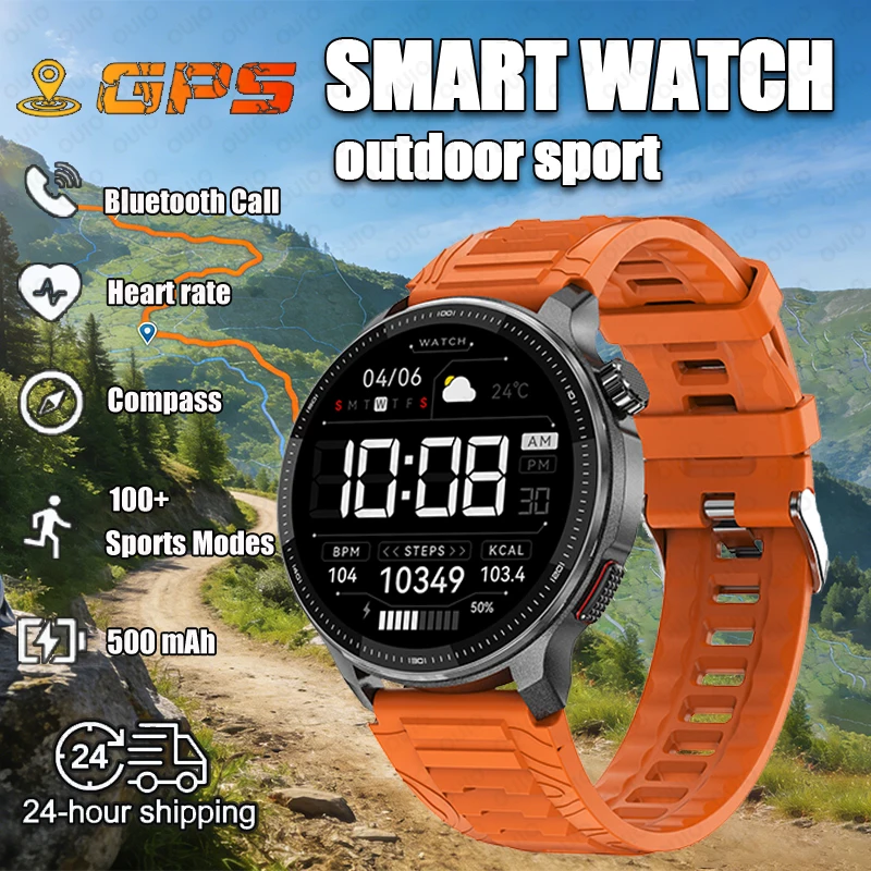 

Новые умные часы с GPS для мужчин, с измерением пульса, высоты, давления, компасом, водонепроницаемость 3ATM, 100+ спортивных режимов, 500 мАч, Bluetooth, звонки, смарт-часы