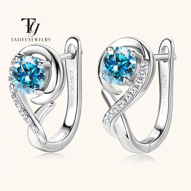 

925 Sterling Silver Earrings For Women 0.5 Carat *2 Moissanite Earrings D Color With Certificate Mermaid Stud Earrings Jewelry