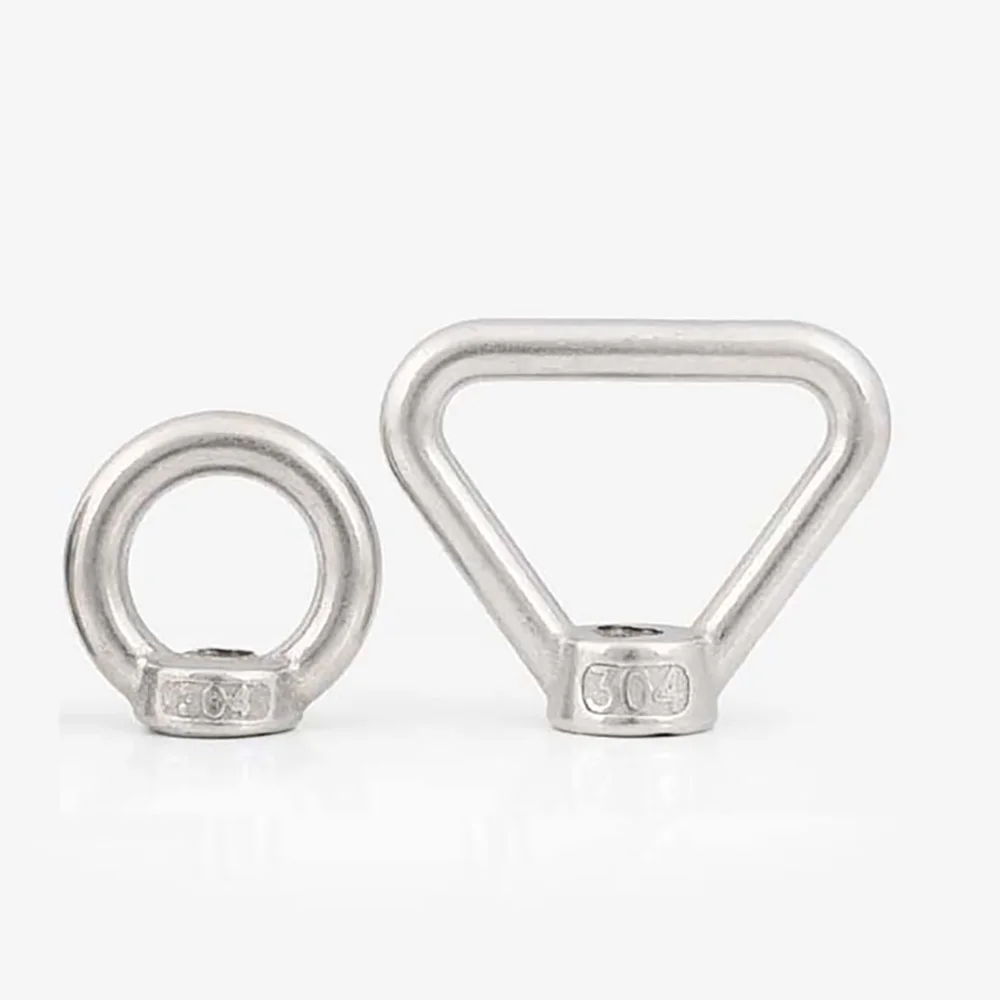 1-2pc Lifting Eye Nuts Bolt M3 M4 M5 M6 M8 M10 M12 Female Thread 304 Stainless Steel Round Triangle Ring Eye Thumb Nut