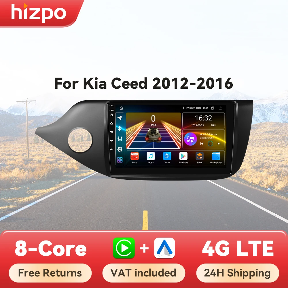 Hizpo 8+128G 2 din Android Auto Radio For KIA CEED JD Cee'd 2012-2016 Carplay Car Multimedia GPS Navigation 2din Autoradio Wifi