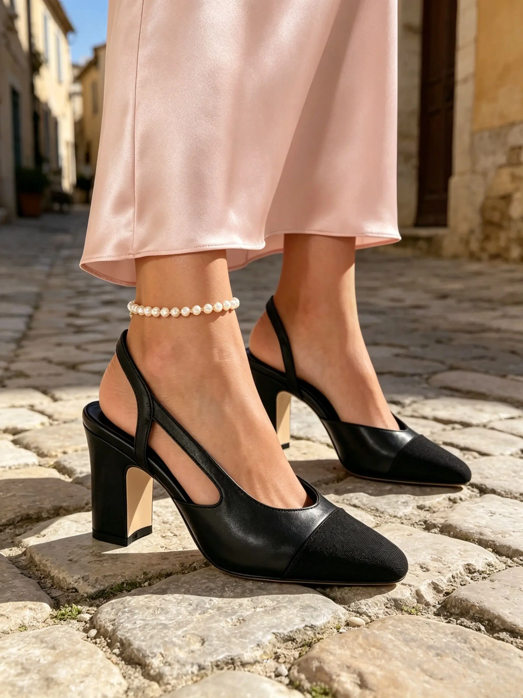 Sandales noires pour femmes, nouvelle mode estivale, escarpins pointus, chaussures de bureau, chaussures habillées sexy à talon carré, chaussures à talons hauts