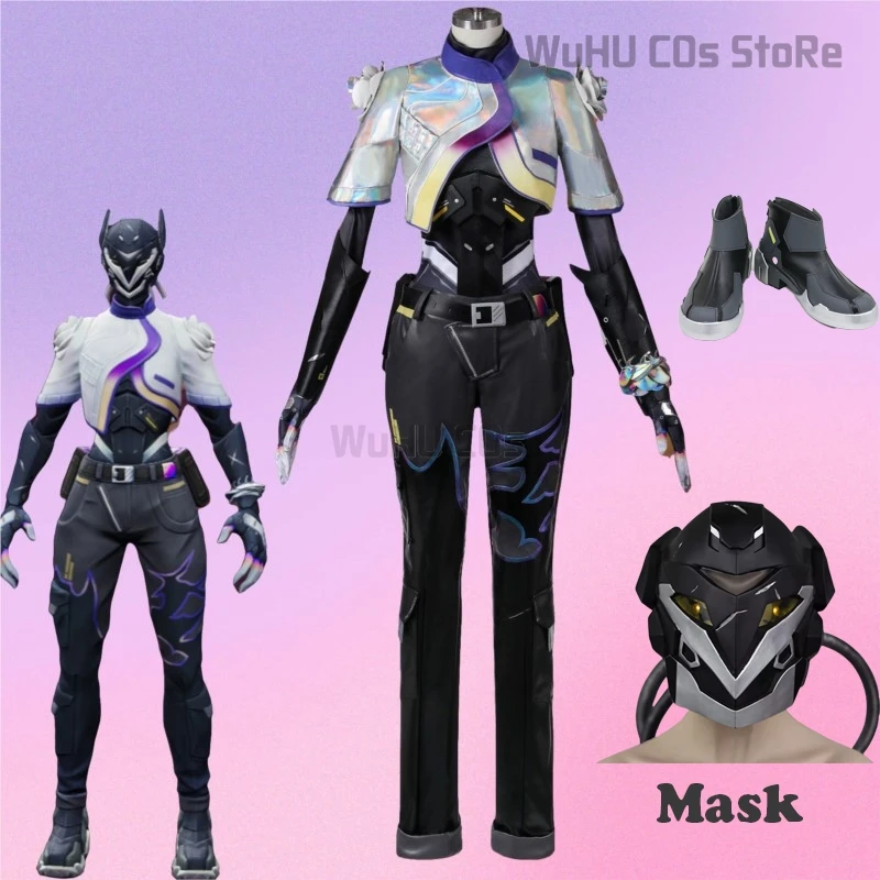 Game Valorant Cosplay Vyse Cosplay Men Women Halloween Party Carniavl Party Roleplay Costume Vyse Mask Shoes