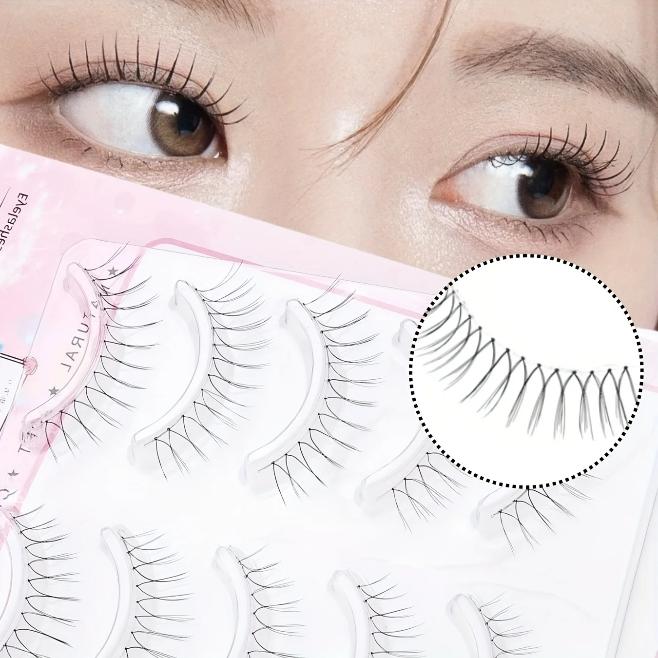 5 Pairs C curl U Shape Natural-Looking Reusable False Eyelashes, Natural Long And Thin False Eyelashes,Suitable For Light Makeup