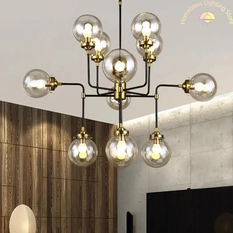 

Modern LED Art Decoration Lights E14 Industrial Milky White/Cognac/Transparent Glass Island Lustre Kitchen Living Room