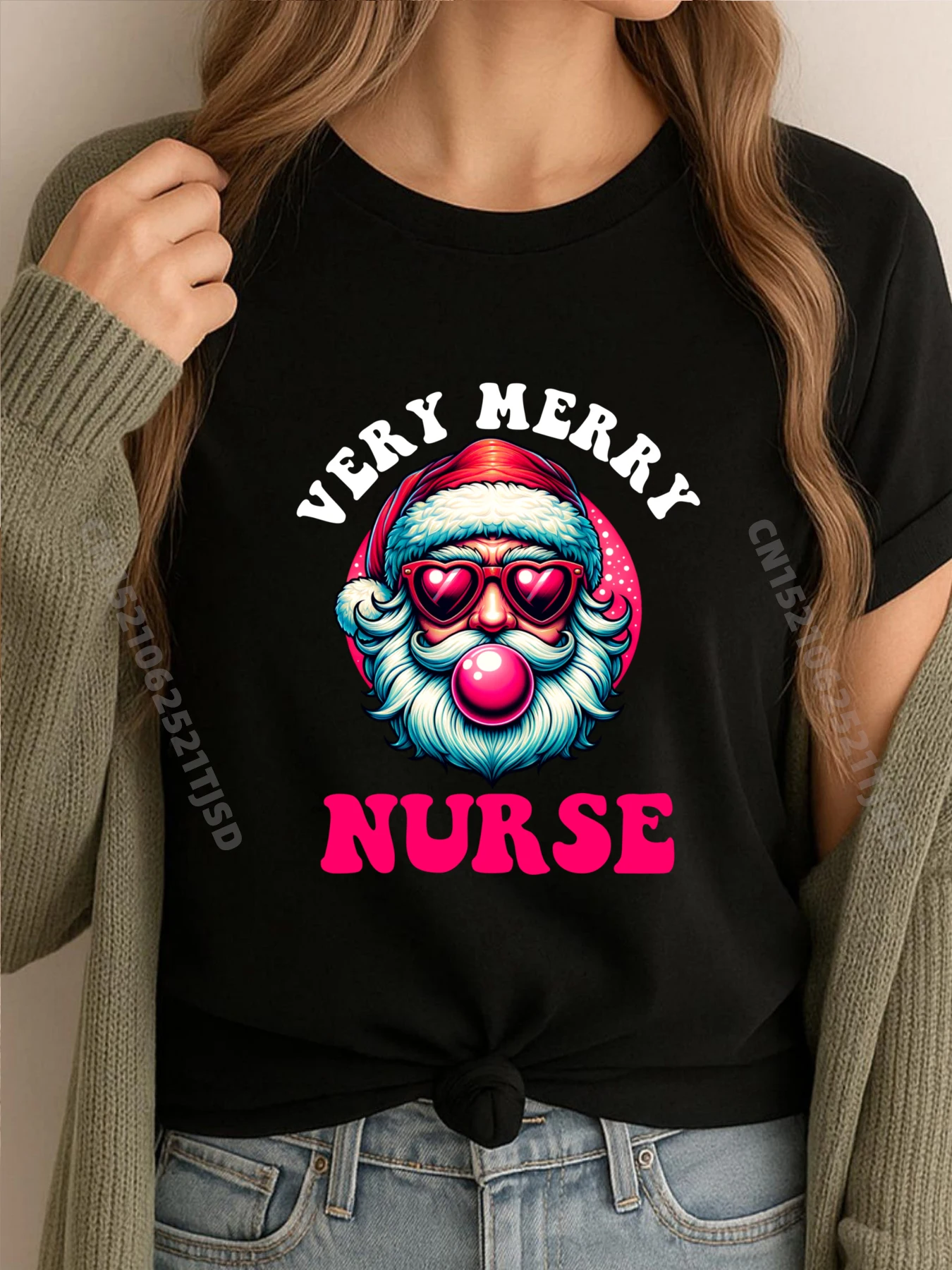 

Мужские футболки медсестры «Рождество, очень веселая медсестра Санта», футболка унисекс с мемом, с Новым годом