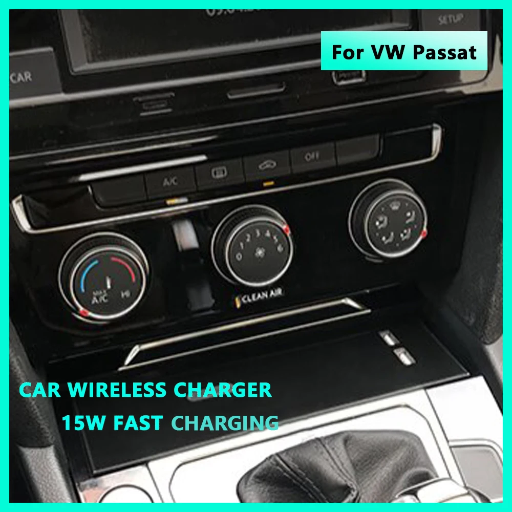 

15W Car Wireless Charger For Volkswagen Passat B8 CC Arteon 2016 Phone Holder Fast Charging Pad Accessories Interior tuning