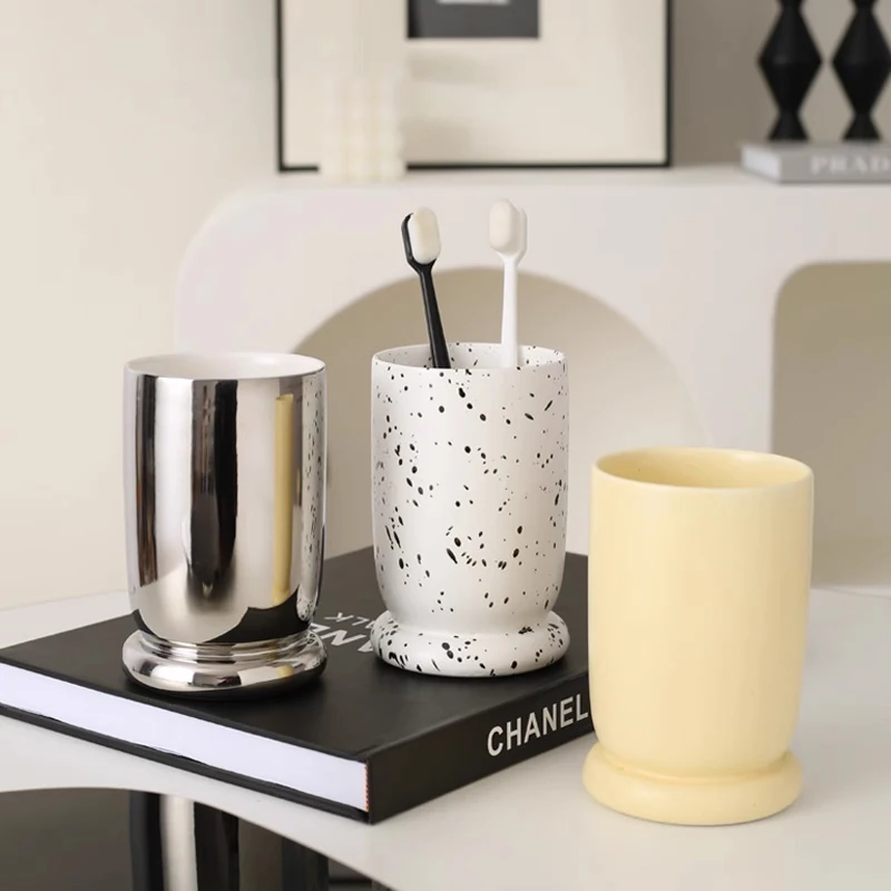 

TingKe-Nordic Light Luxury Ceramic Mouthwash Cup, Minimalist Home Brushing Cup, Bathroom and Toilet Decoration, Korean Ins