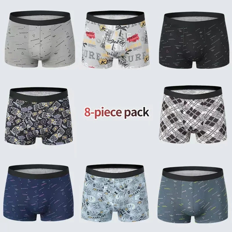 

8-piece Set Of Men's Underwear Mixed With Teenagers' Quick Drying Sporty Comfortable Plus Size Casual Boxer Shorts Trendy