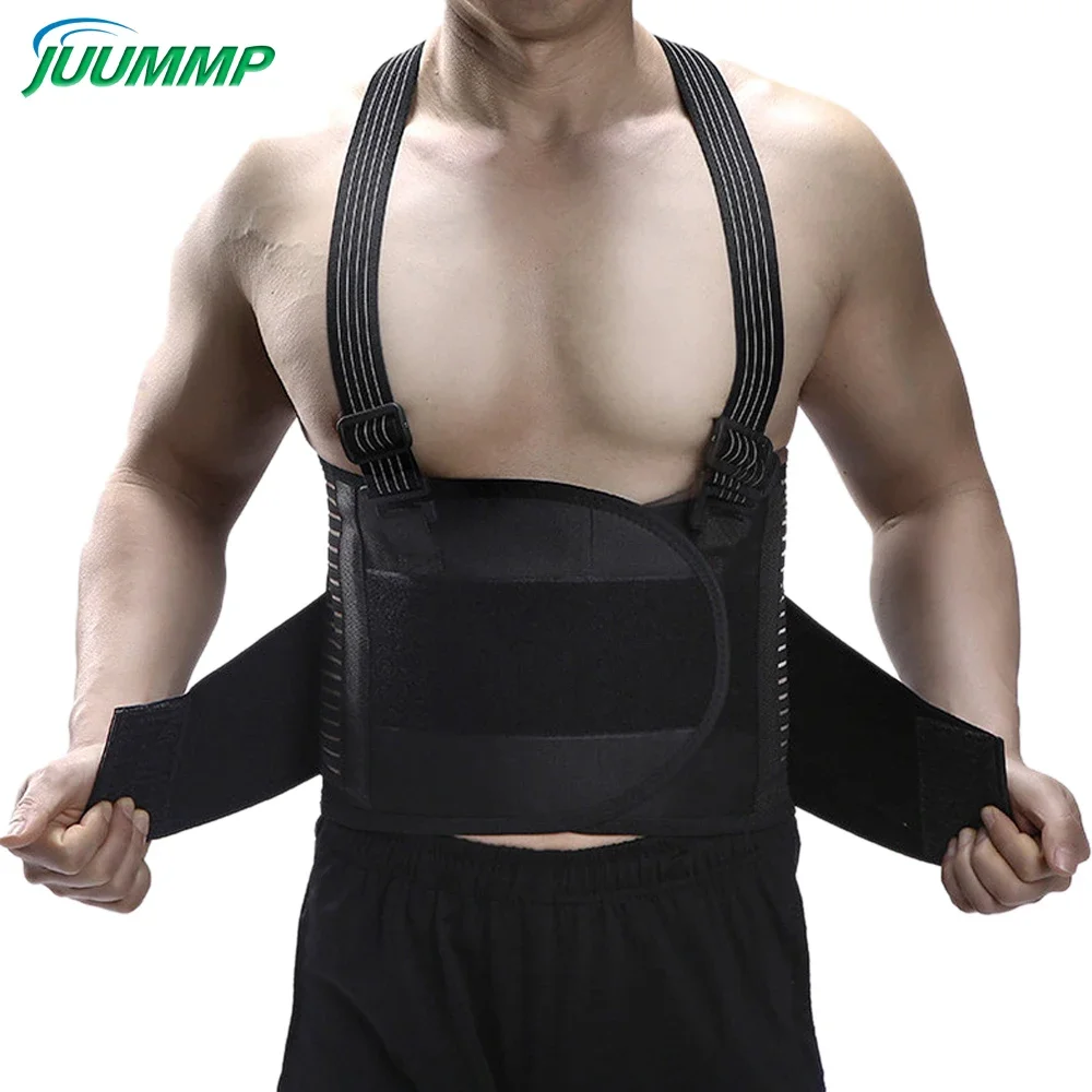 

JUUMMP Sports Lumbar Back Brace Support Belt with Adjustable Straps - Back Pain Relief, Heavy Lifting Support with Suspenders