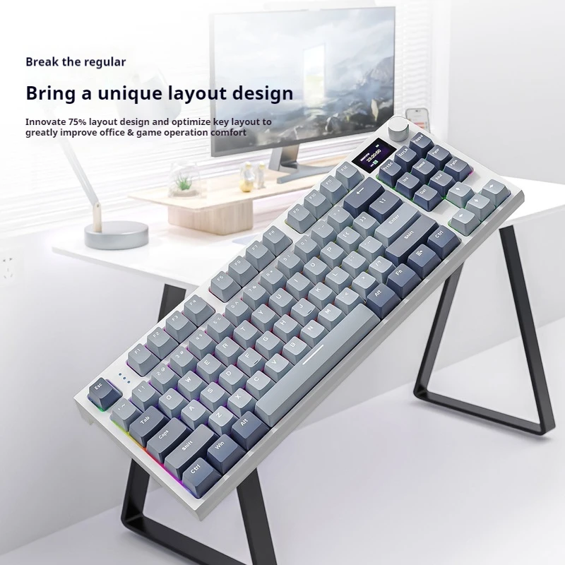 Attack Shark K86 Mechanical Keyboard Three Mode Rgb Mechanical Axis Light-Emitting Display Customized Hot Plug Laptop Officegame